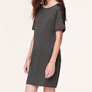 Ann Taylor LOFT Shift Dress Gray w/Lace Overlay